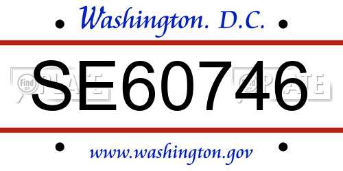 SE60746 District Of Columbia License Plate