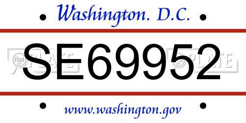 SE69952 District Of Columbia License Plate