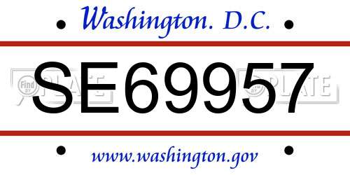 SE69957 District Of Columbia License Plate
