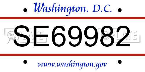 SE69982 District Of Columbia License Plate