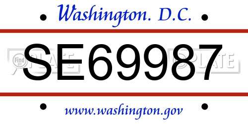 SE69987 District Of Columbia License Plate
