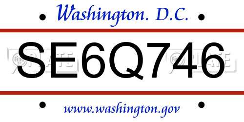 SE6Q746 District Of Columbia License Plate