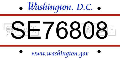 SE76808 District Of Columbia License Plate