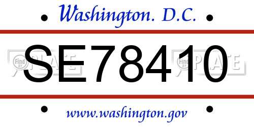 SE78410 District Of Columbia License Plate