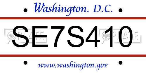 SE7S410 District Of Columbia License Plate