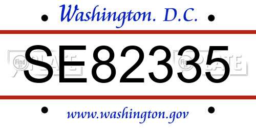 SE82335 District Of Columbia License Plate