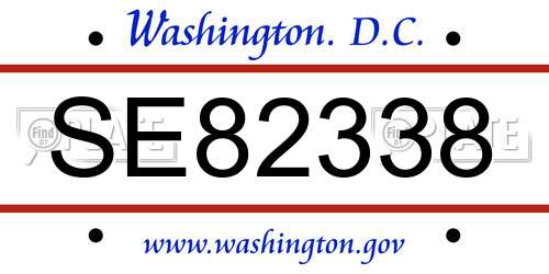 SE82338 District Of Columbia License Plate