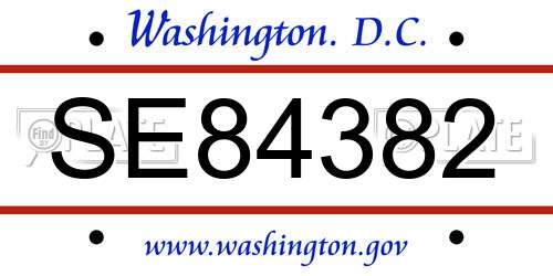SE84382 District Of Columbia License Plate