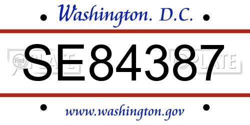 SE84387 District Of Columbia License Plate
