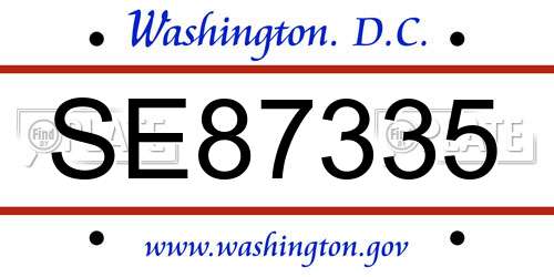 SE87335 District Of Columbia License Plate