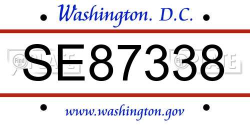 SE87338 District Of Columbia License Plate