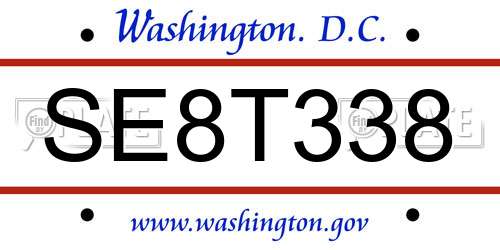 SE8T338 District Of Columbia License Plate