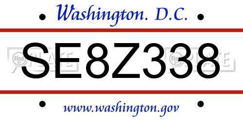 SE8Z338 District Of Columbia License Plate