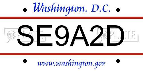 SE9A2D District Of Columbia License Plate