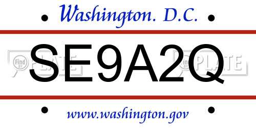 SE9A2Q District Of Columbia License Plate