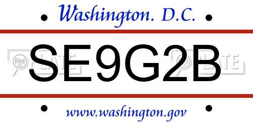 SE9G2B District Of Columbia License Plate