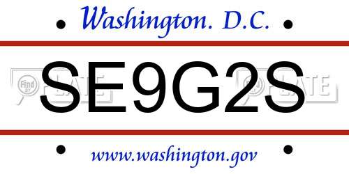 SE9G2S District Of Columbia License Plate