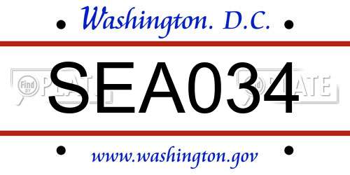 SEA034 District Of Columbia License Plate