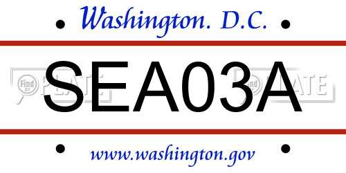 SEA03A District Of Columbia License Plate