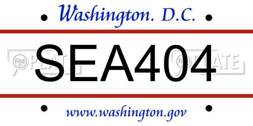 SEA404 District Of Columbia License Plate
