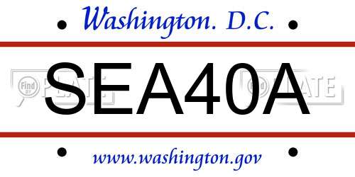 SEA40A District Of Columbia License Plate