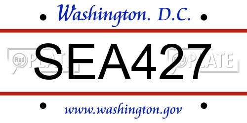 SEA427 District Of Columbia License Plate