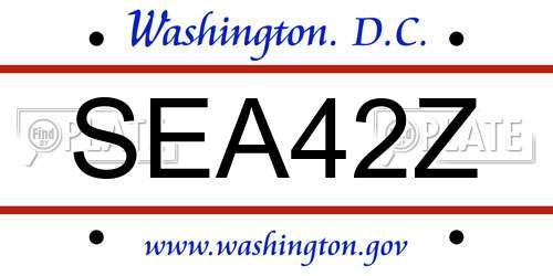 SEA42Z District Of Columbia License Plate