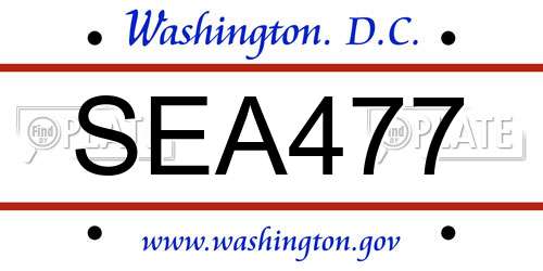 SEA477 District Of Columbia License Plate