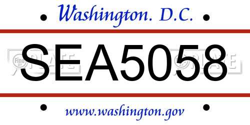 SEA5058 District Of Columbia License Plate