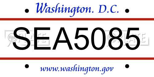 SEA5085 District Of Columbia License Plate