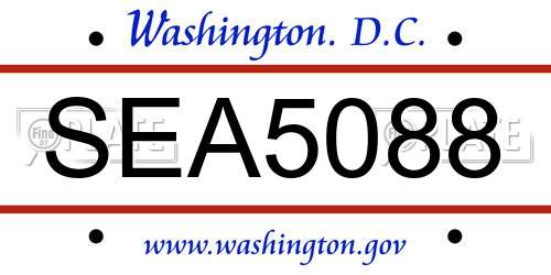 SEA5088 District Of Columbia License Plate