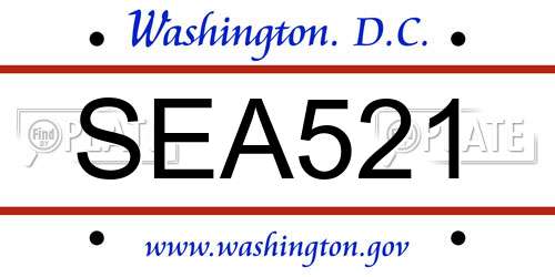 SEA521 District Of Columbia License Plate