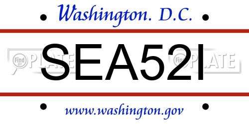 SEA52I District Of Columbia License Plate