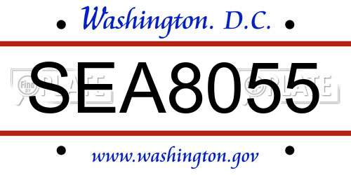 SEA8055 District Of Columbia License Plate