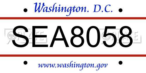 SEA8058 District Of Columbia License Plate
