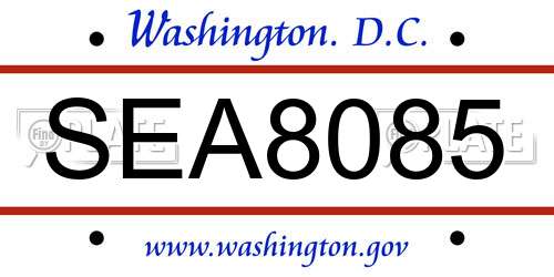 SEA8085 District Of Columbia License Plate
