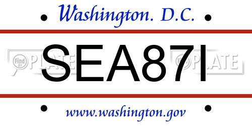 SEA87I District Of Columbia License Plate