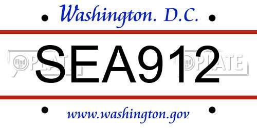 SEA912 District Of Columbia License Plate