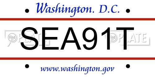 SEA91T District Of Columbia License Plate