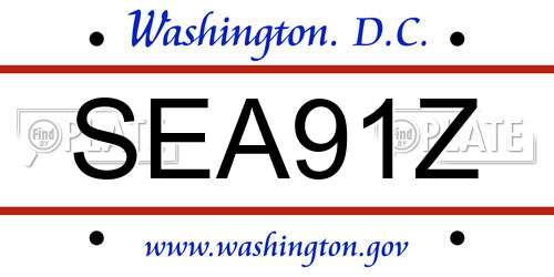SEA91Z District Of Columbia License Plate