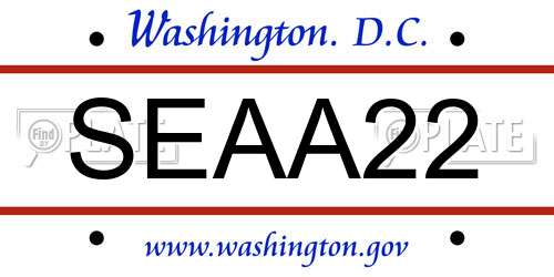 SEAA22 District Of Columbia License Plate