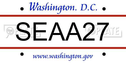 SEAA27 District Of Columbia License Plate