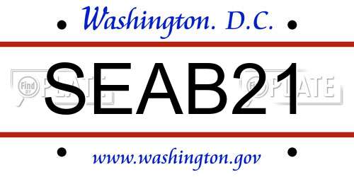 SEAB21 District Of Columbia License Plate