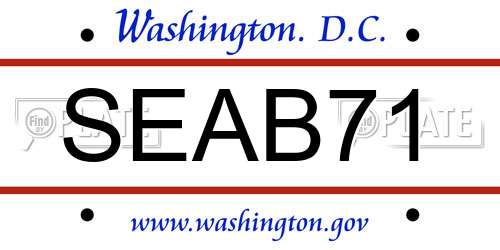 SEAB71 District Of Columbia License Plate
