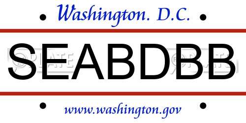 SEABDBB District Of Columbia License Plate