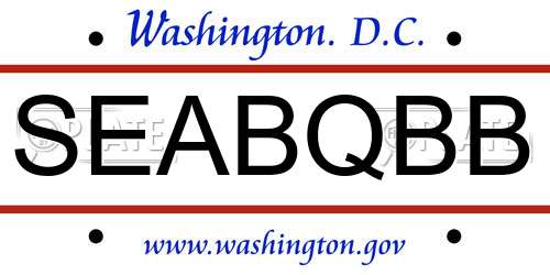 SEABQBB District Of Columbia License Plate