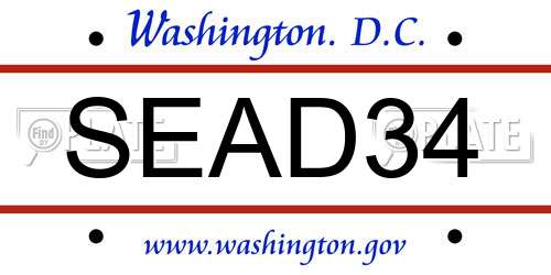 SEAD34 District Of Columbia License Plate