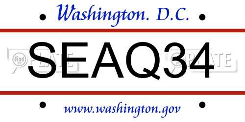 SEAQ34 District Of Columbia License Plate