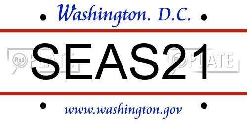 SEAS21 District Of Columbia License Plate