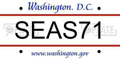 SEAS71 District Of Columbia License Plate
